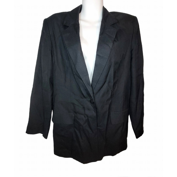 Talbots Size 12 Womens Black Blazer Jacket Italian Fabric Work Career Business - Picture 1 of 11